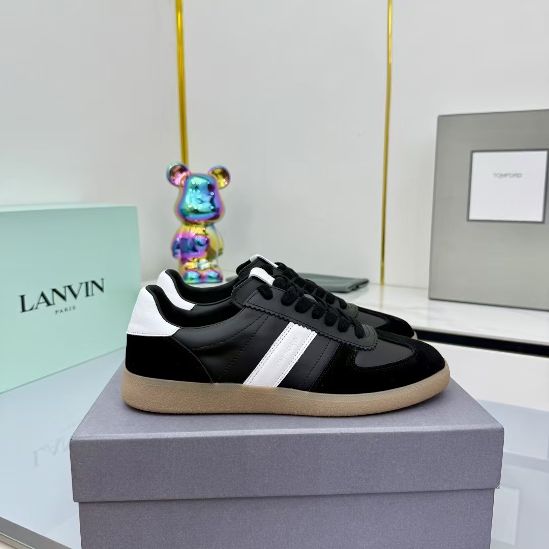 Tom Ford Lambskin Leather Sneakers in Black & White