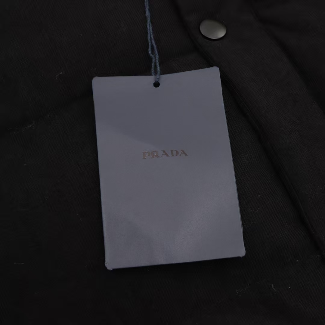 Prada Black Corduroy Down Puffer Jacket - Detachable Sleeves & Oversize Sporty Fit