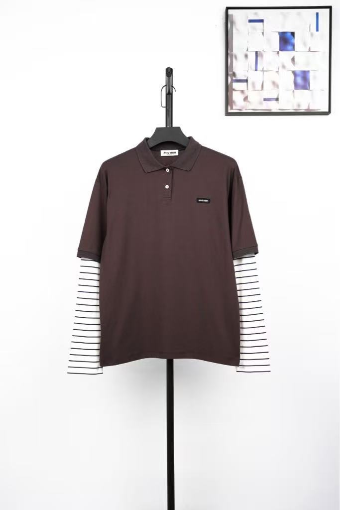 MIUMIU Plain Knit Polo Shirt