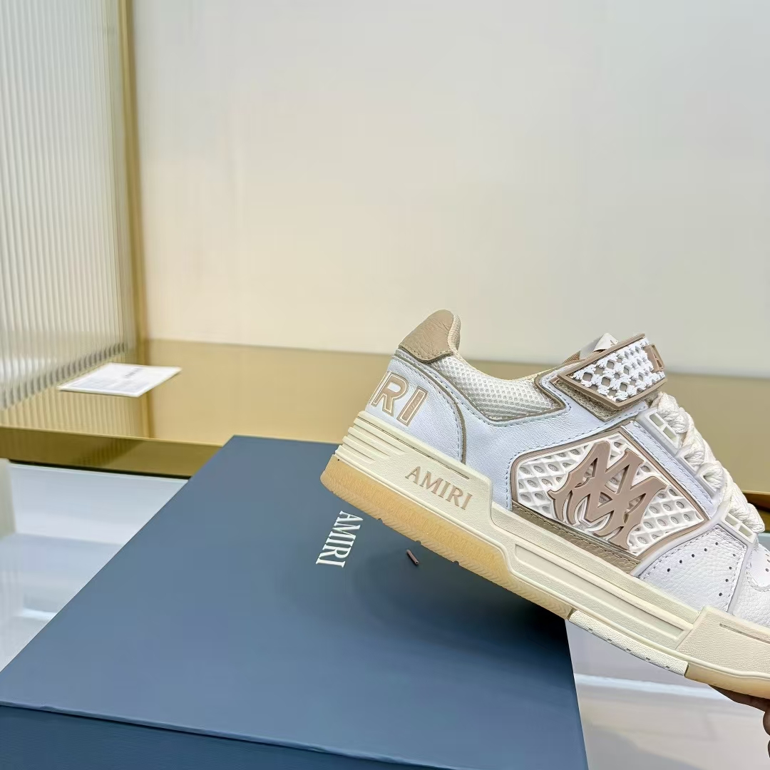 Amiri Sneaker in White & Light Brown | Leather & Mesh Upper
