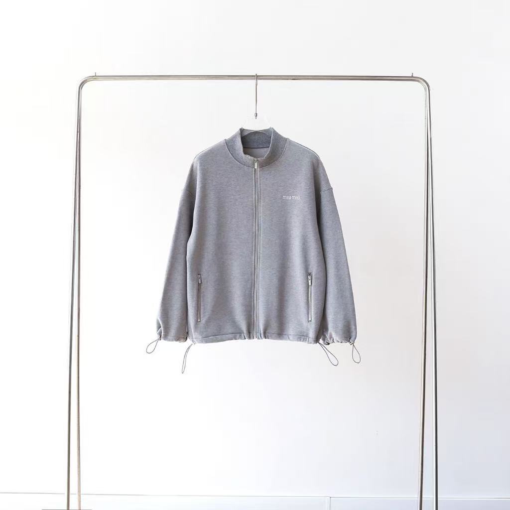 MIUMIU Cotton Fleece Zip-Up Sweatshirt