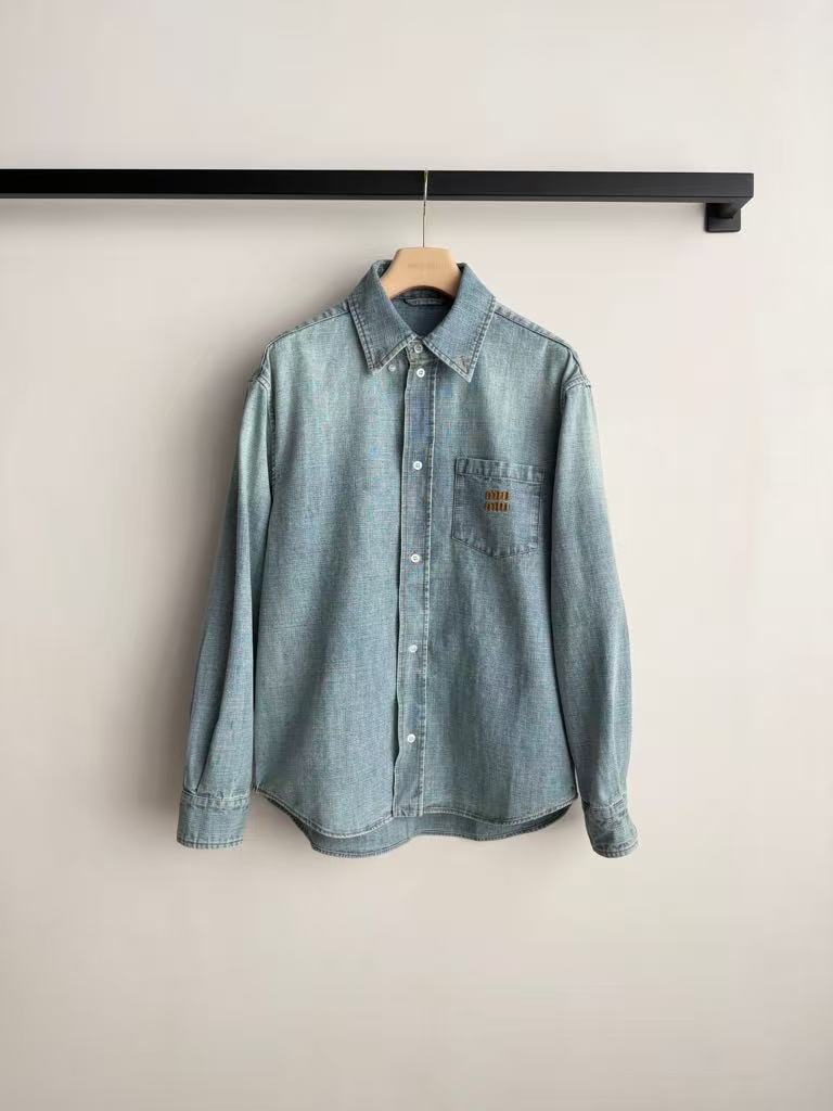 Miu Miu Spring/Summer New Light Wash Striped Denim Shirt