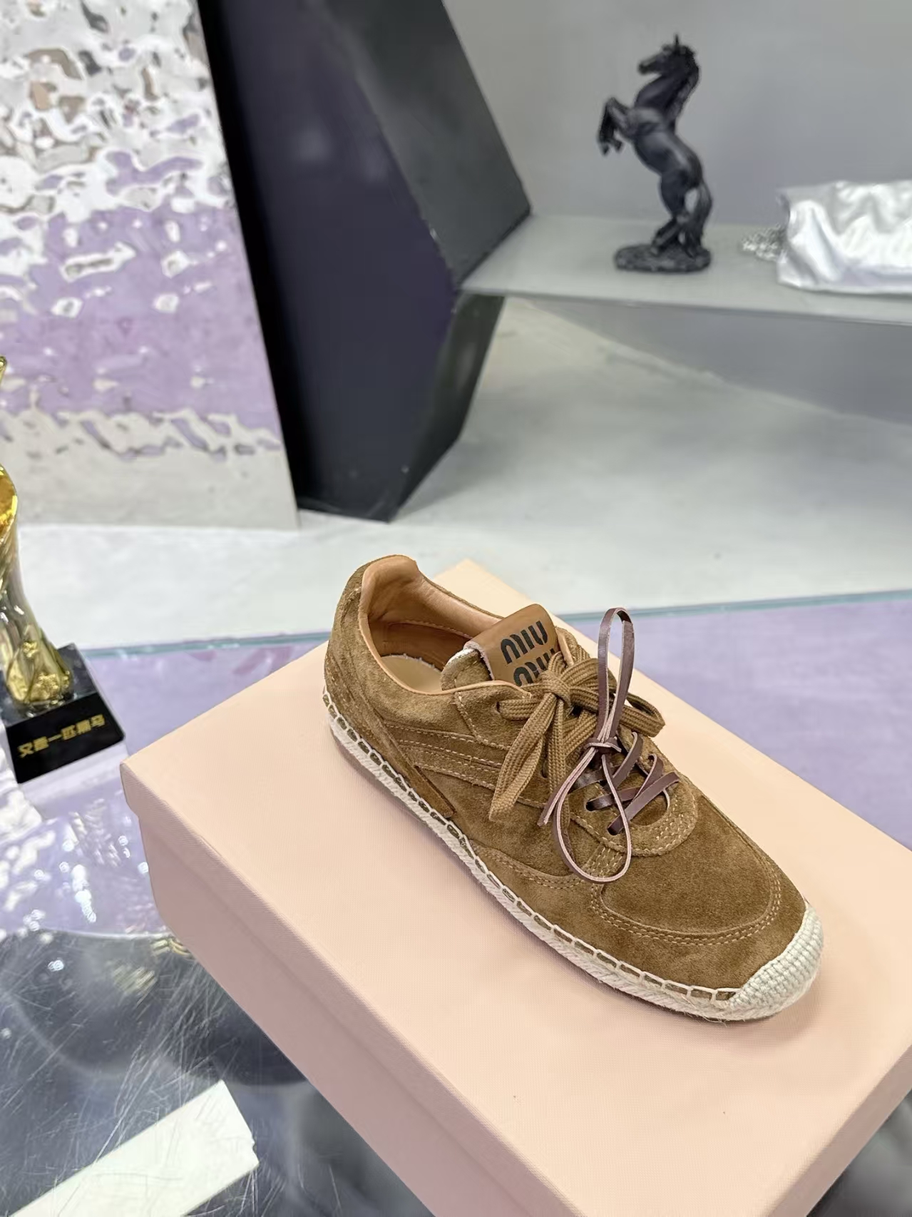 Miu Miu Round-Toe Suede Flats in Brown | Lightweight & Comfortable