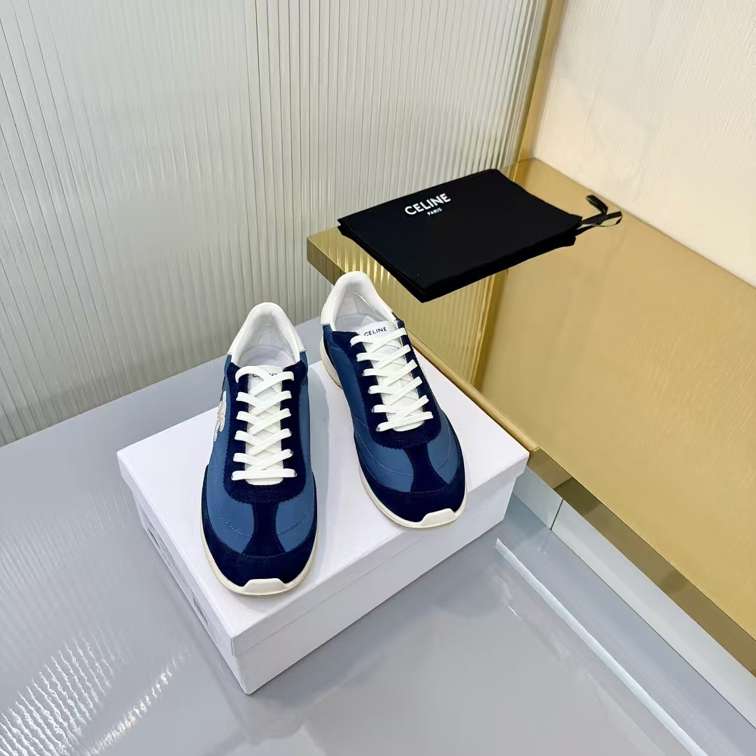 Celine Racer Sneakers in White, Navy & Blue | Urban Casual