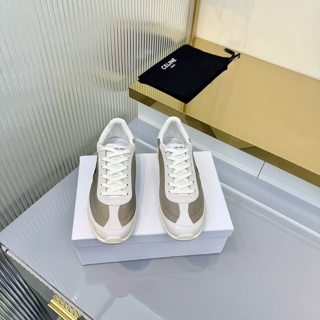 Celine Racer Sneakers in White & Khaki | Urban Casual