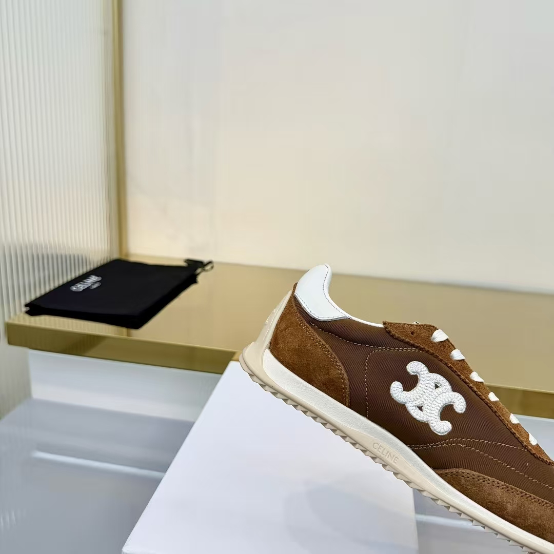 Celine Racer Sneakers in White & Brown | Urban Casual