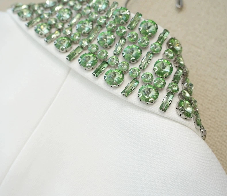 Women Veronica Beard Collared Rhinestone Long Sleeve Coat Top