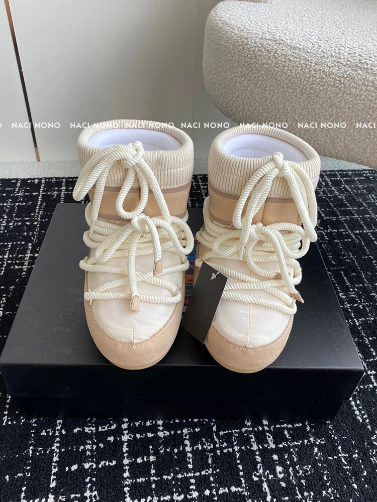 Moon Boot Women's Elevated Snow Boots with Bread Inside Luxury warm winter