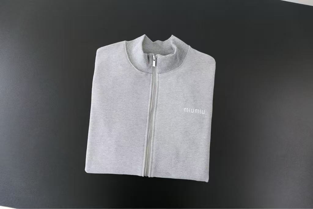 MIUMIU Cotton Fleece Zip-Up Sweatshirt