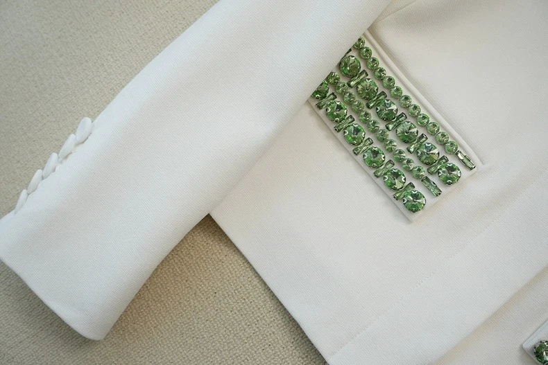 Women Veronica Beard Collared Rhinestone Long Sleeve Coat Top