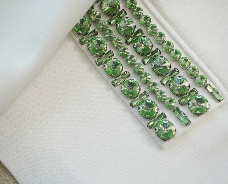 Women Veronica Beard Collared Rhinestone Long Sleeve Coat Top