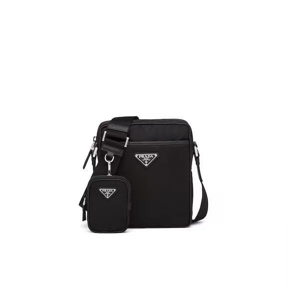 Prada Black Re-Nylon & Saffiano Leather Detachable Pouch Shoulder Bag