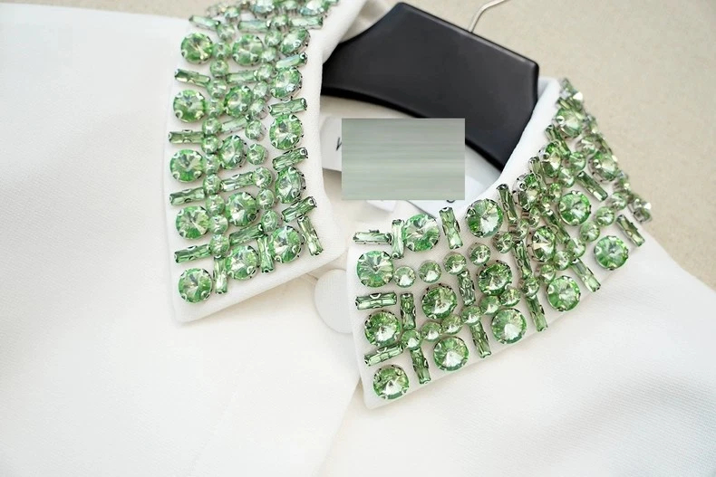 Women Veronica Beard Collared Rhinestone Long Sleeve Coat Top