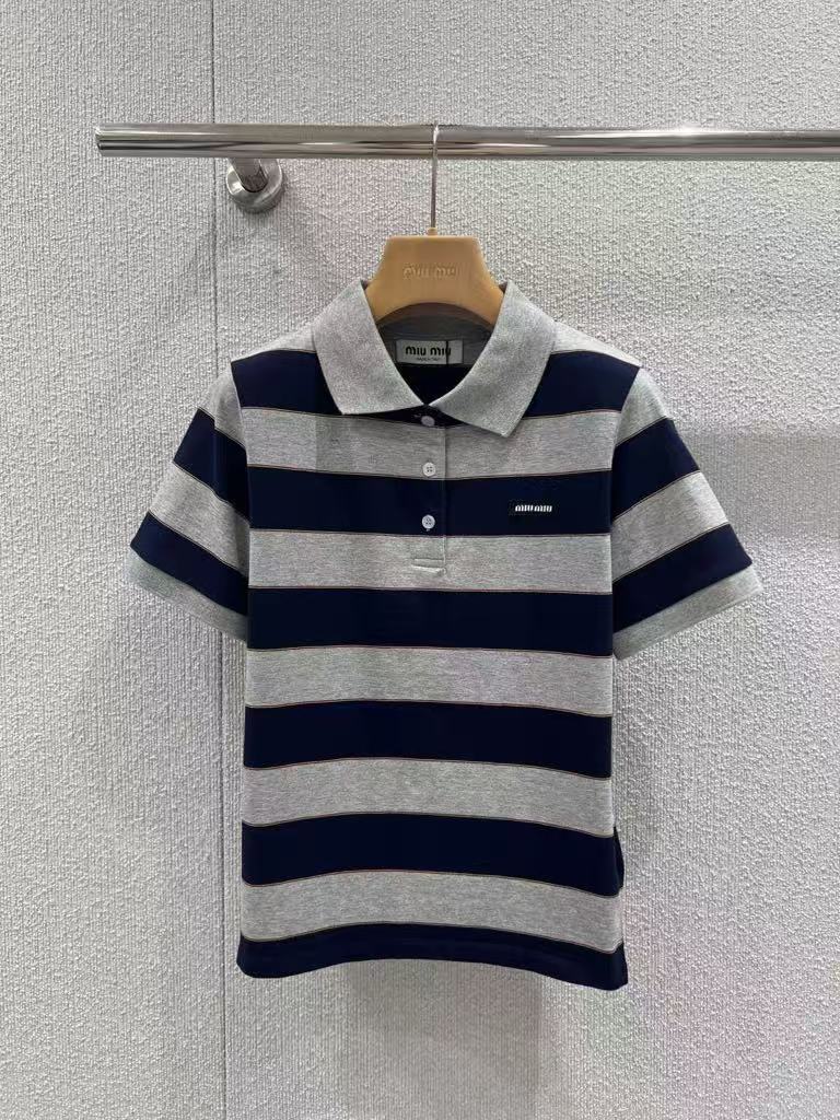 MIU MIU striped jersey polo shirt