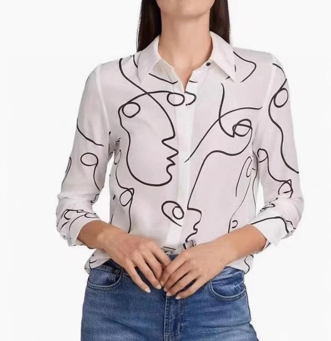 Women Alice + Olivia Floral Long Sleeve Loose Shirt Top