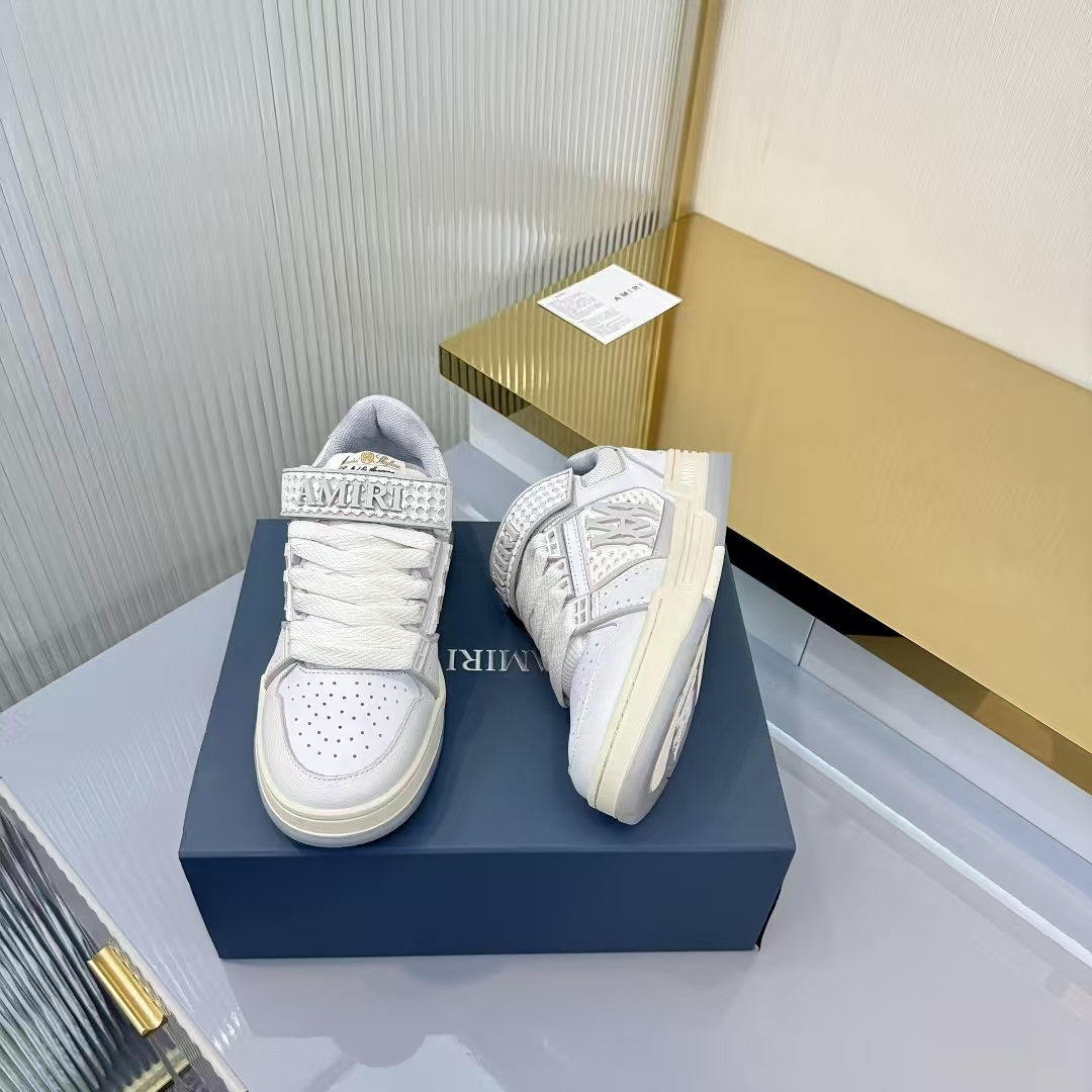 Amiri Sneaker in White & Light Blue | Leather & Mesh Upper