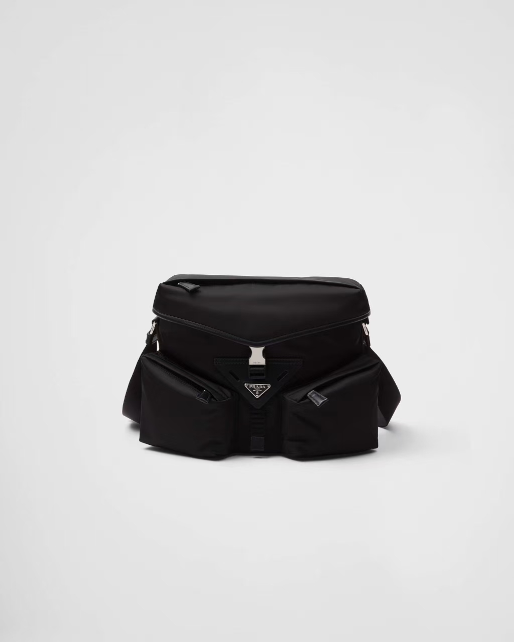 Prada Black Re-Nylon & Leather Shoulder Bag | Architectural Utility Design