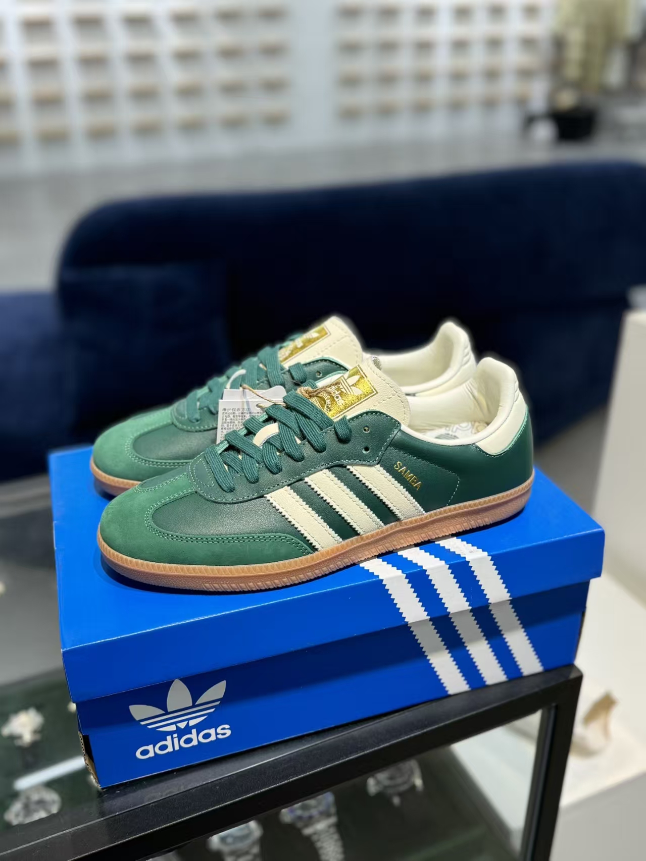adidas Originals Samba Sneakers in Green & White | Trefoil Comfort