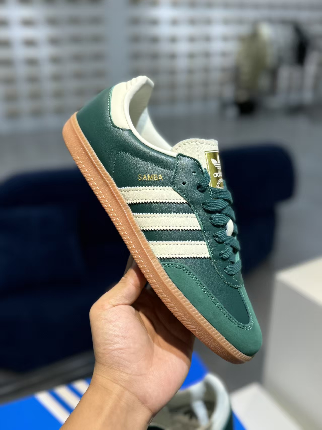 adidas Originals Samba Sneakers in Green & White | Trefoil Comfort