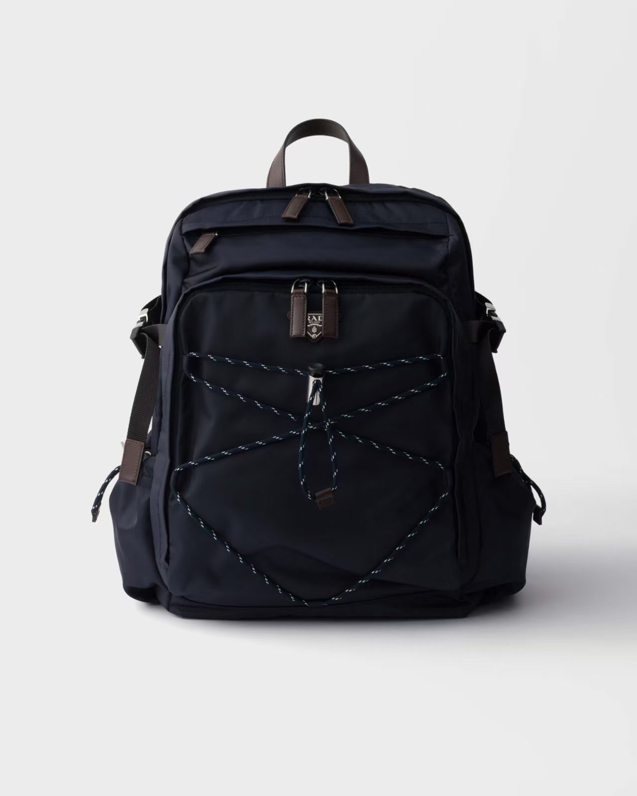 Prada Speedrock Re-Nylon & Leather Backpack in Blue