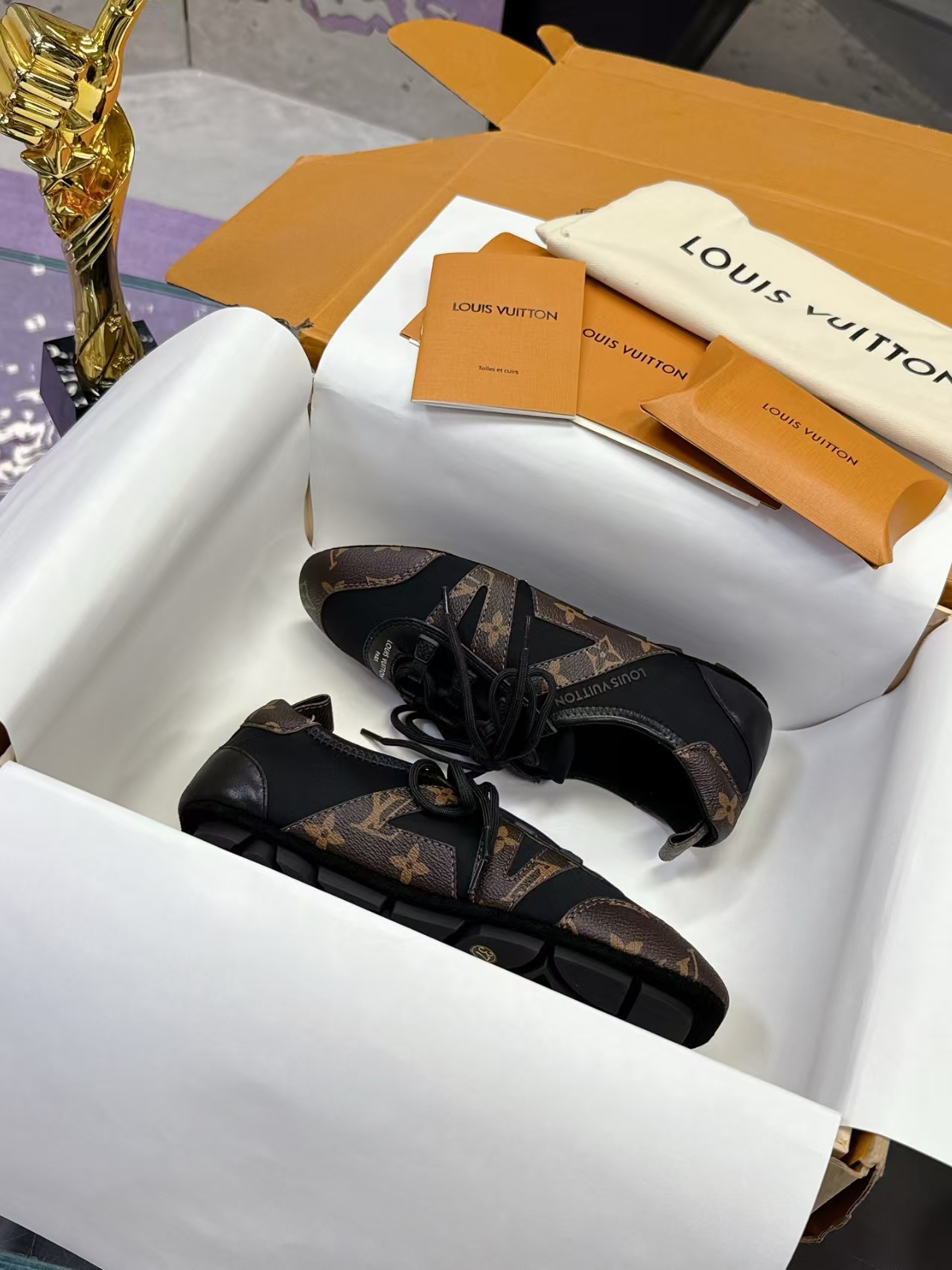 Louis Vuitton Sneakerina Flats in Black & Brown
