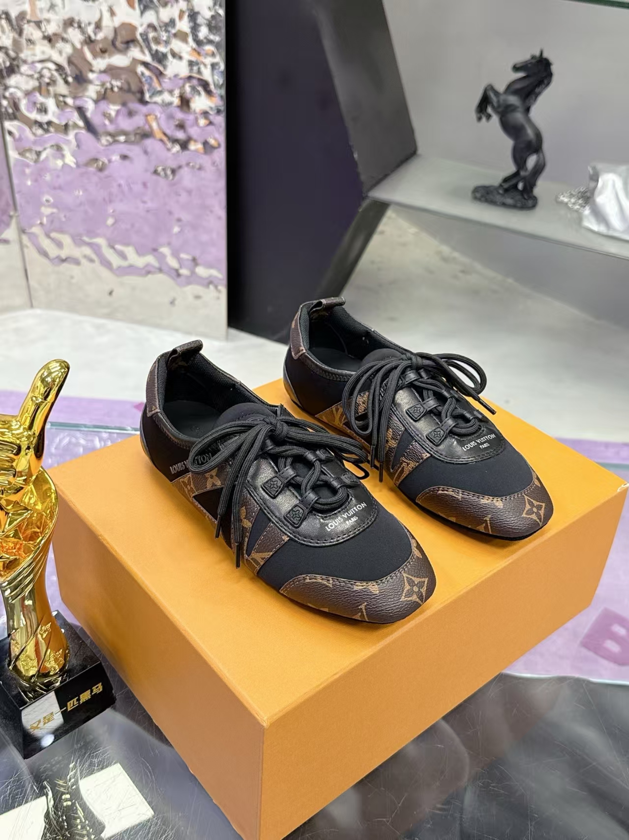 Louis Vuitton Sneakerina Flats in Black & Brown