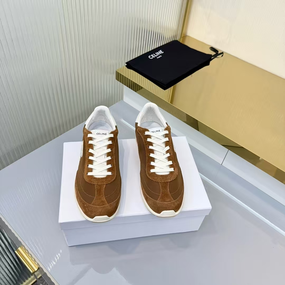 Celine Racer Sneakers in White & Brown | Urban Casual