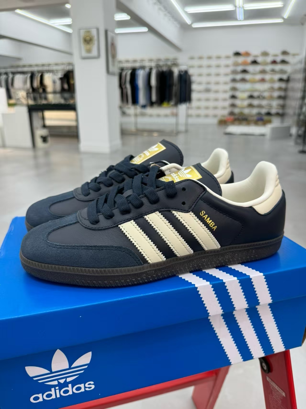 adidas Originals Samba Sneakers in Navy & White | Trefoil Comfort