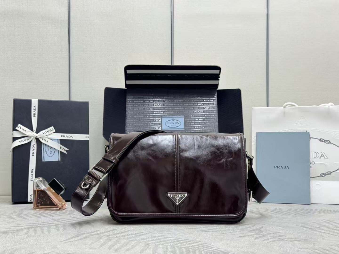 Prada Bamboo/Cork Leather Shoulder Bag | Natural Two-Tone & Streamlined Design