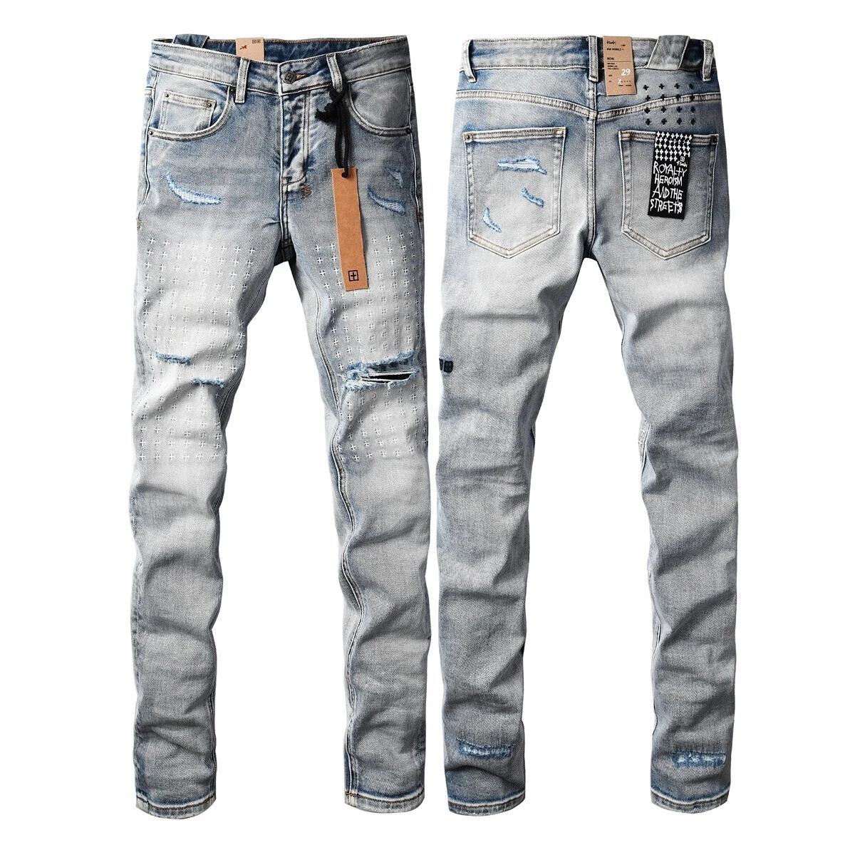 KSUBI jeans high street Repair Low Rise Skinny Denim paint ripped jeans pants