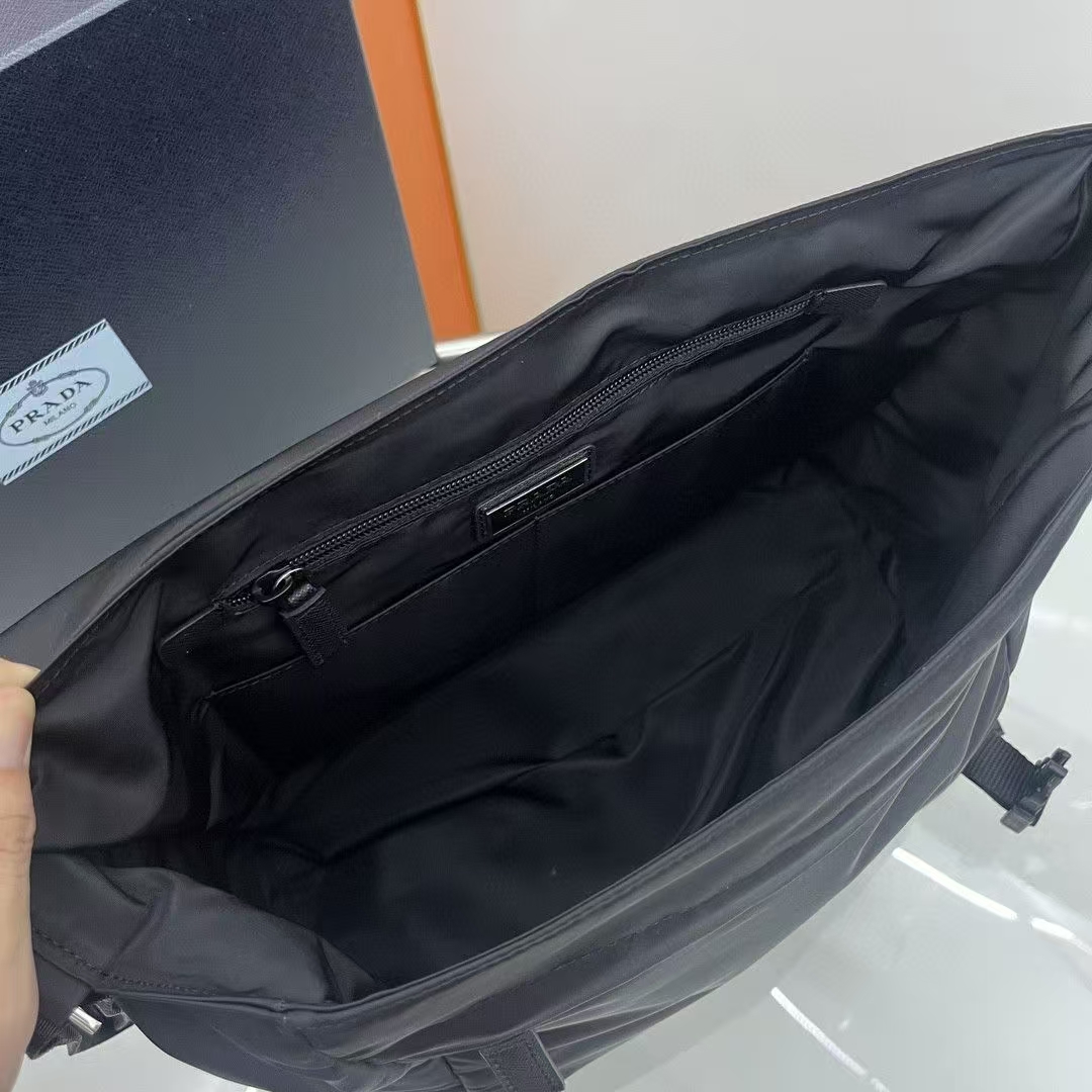 Prada Black Re-Nylon & Saffiano Leather Single Shoulder Bag - Utility Design