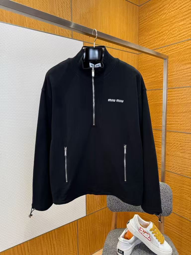 Miu Miu cotton fleece zip-up sweatshirt