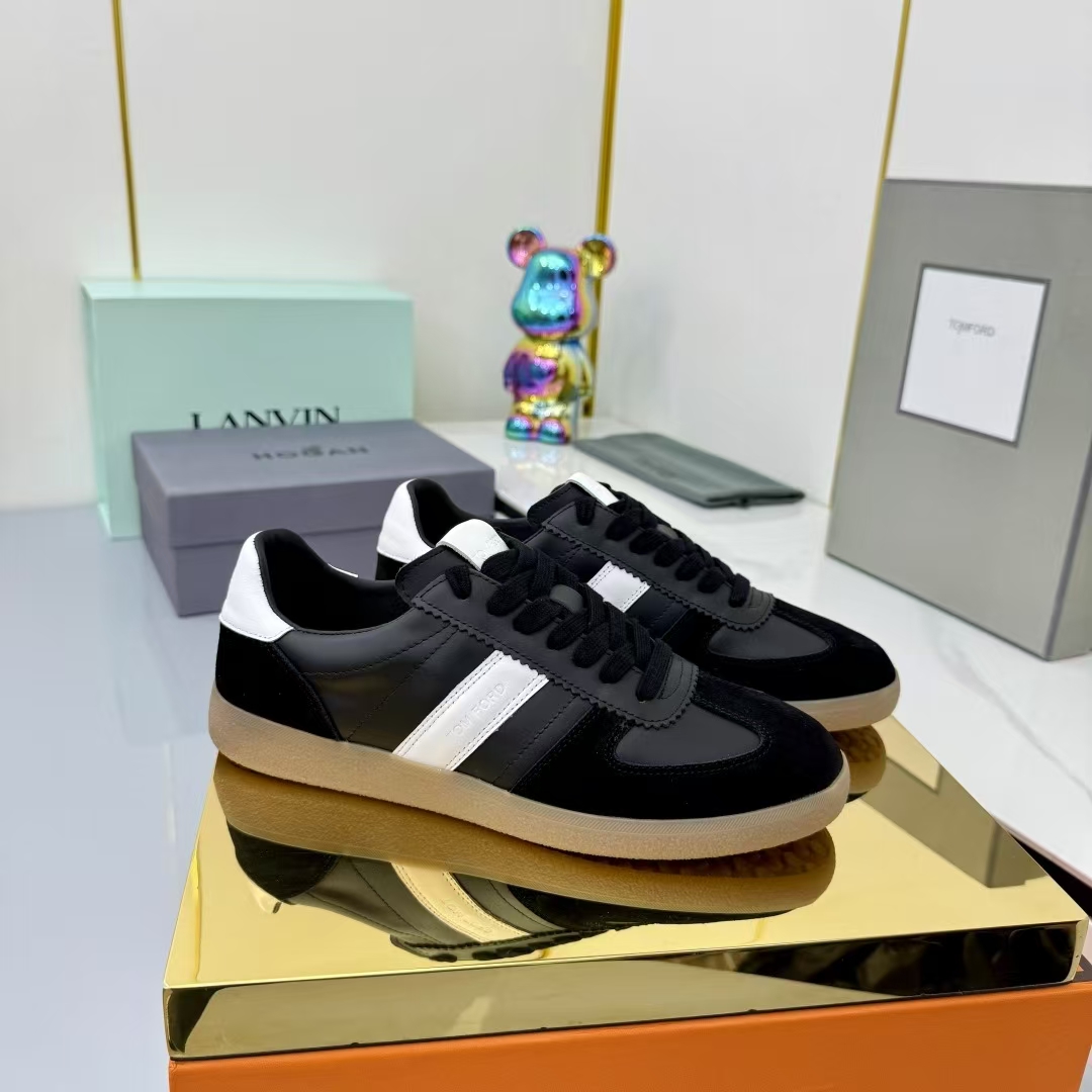 Tom Ford Lambskin Leather Sneakers in Black & White