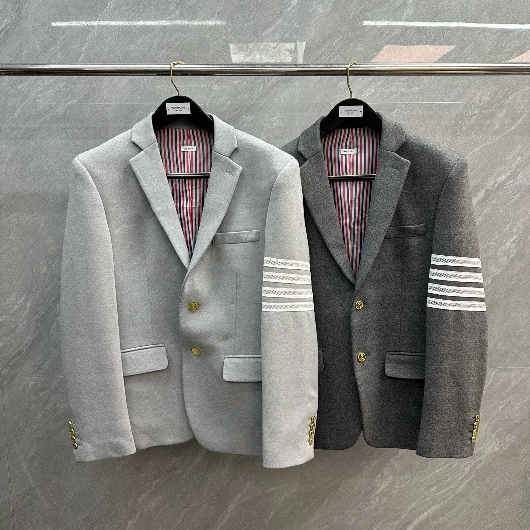 Thom Browne Men's Suit New Classic Color Version Long-sleeved Blazer