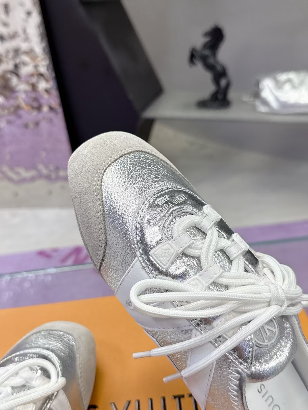 Louis Vuitton Sneakerina Flats in White & White & Silver