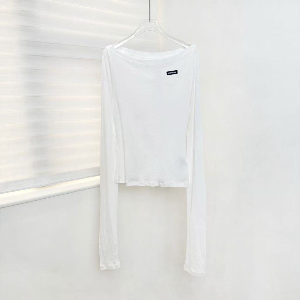 Miu Miu Ribbed Jersey Knit Top