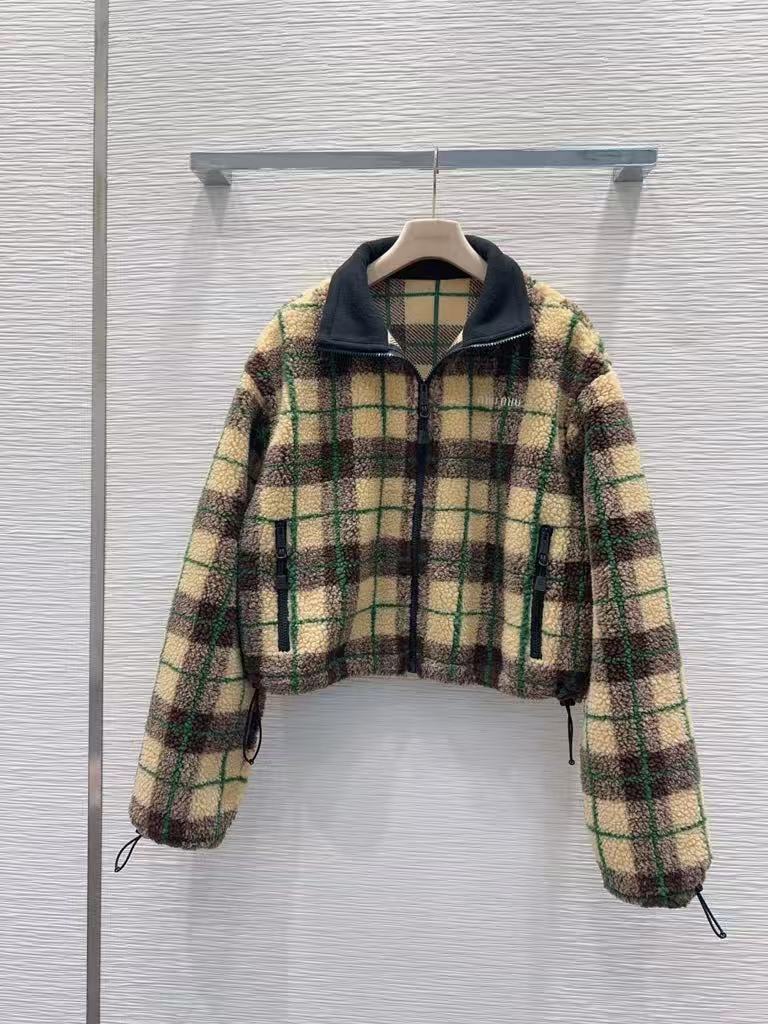 MIUMIU Check Teddy Jacket