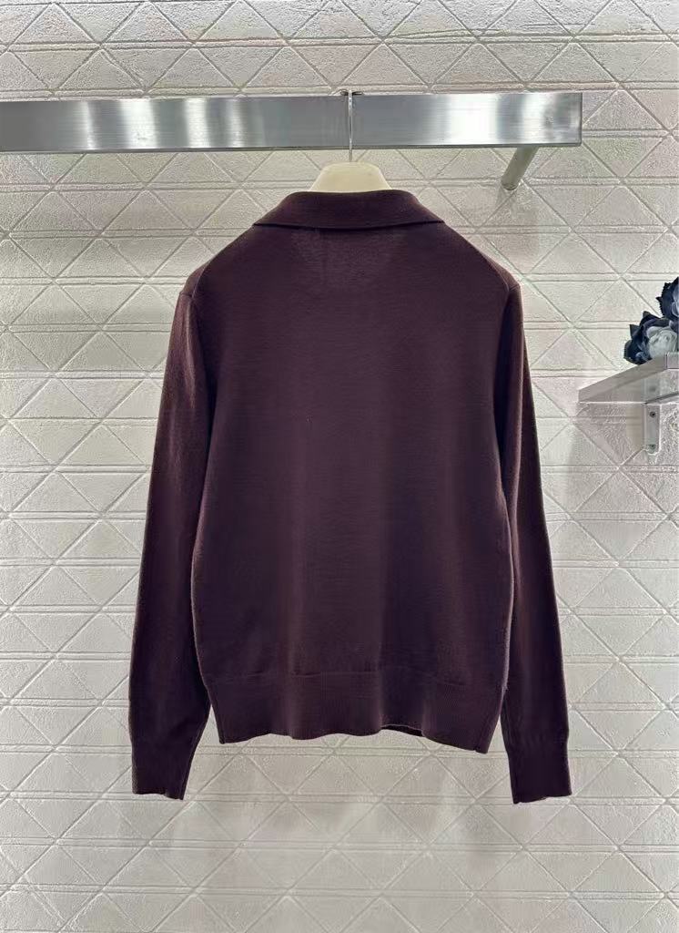 MIIUMIU Wool Knitted Polo Shirt