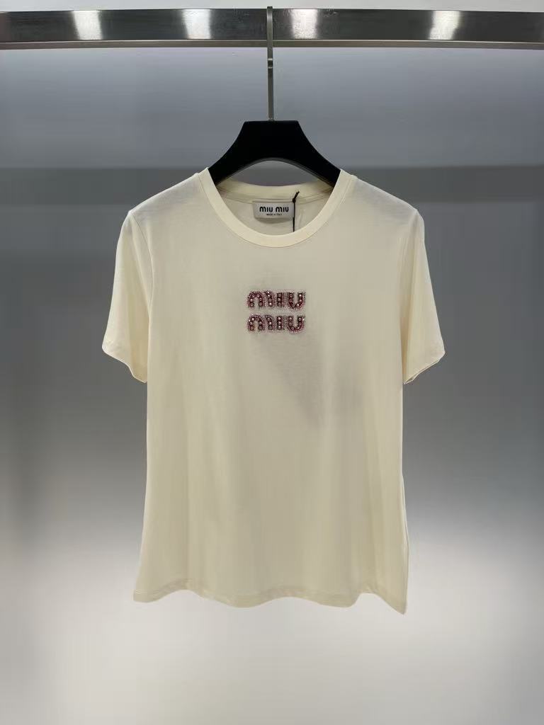 Miu Miu Plain Knit T-Shirt Short Sleeve