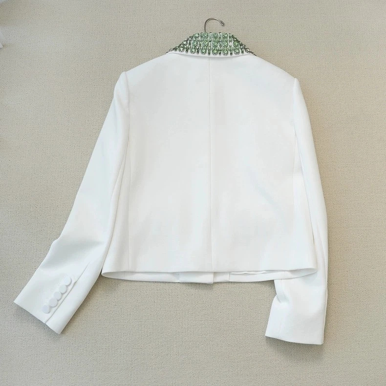 Women Veronica Beard Collared Rhinestone Long Sleeve Coat Top