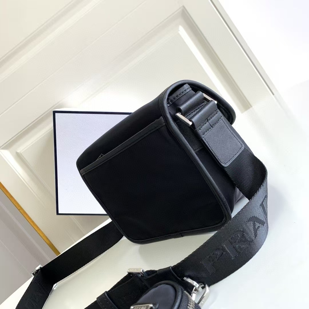 Prada Black Re-Nylon & Saffiano Leather Shoulder Bag | Iconic Material Fusion