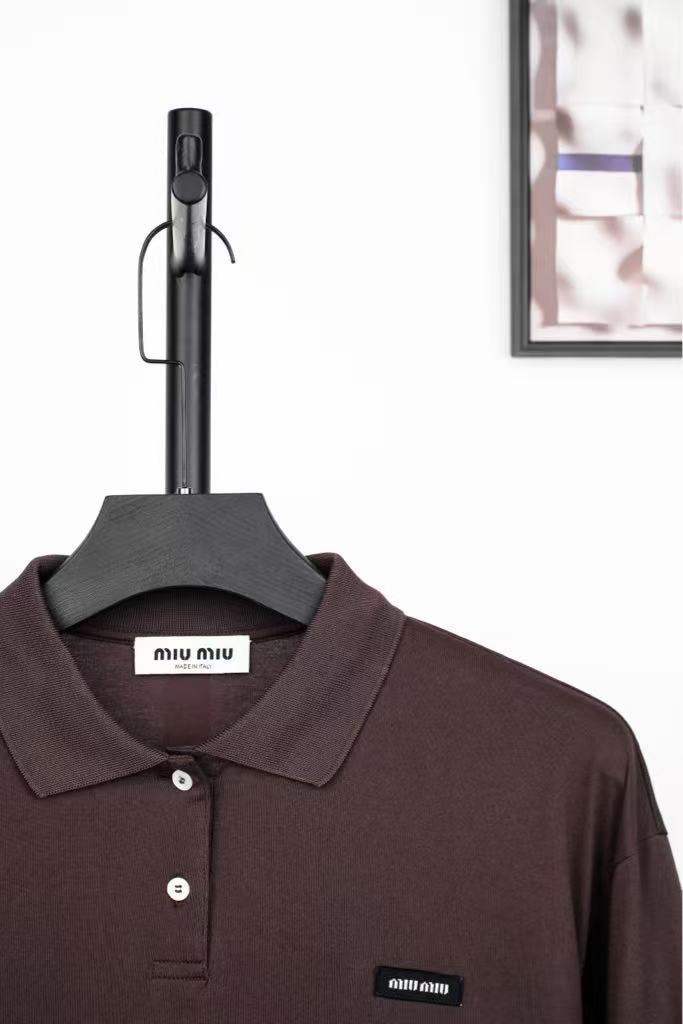 MIUMIU Plain Knit Polo Shirt