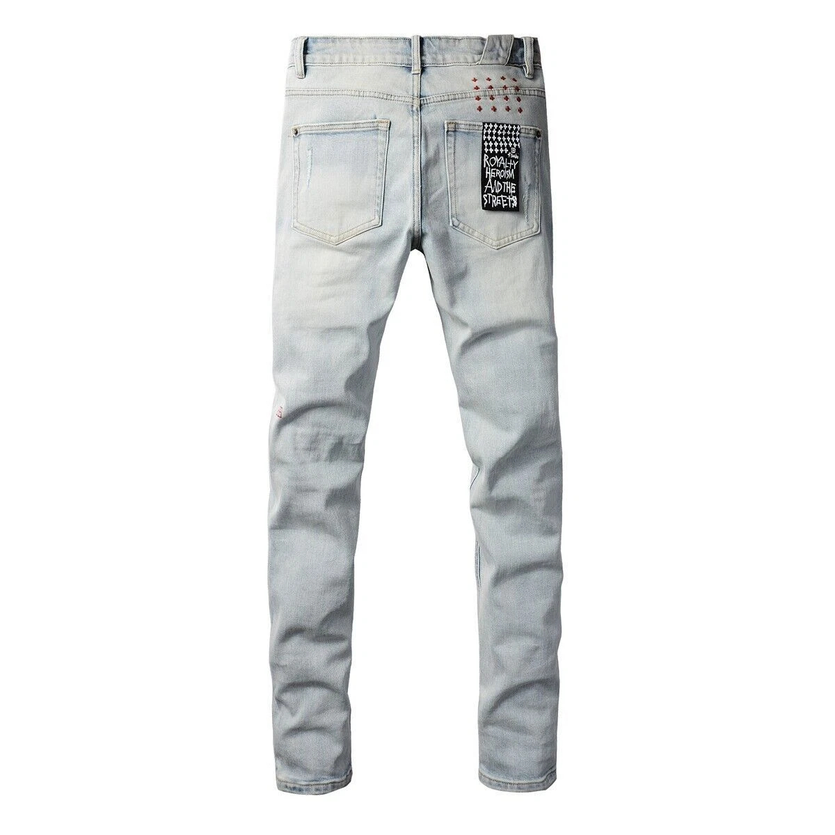 NEW KSUBI Men's Light Blue Printing Ripped Pants High Street Fashion Jeans
