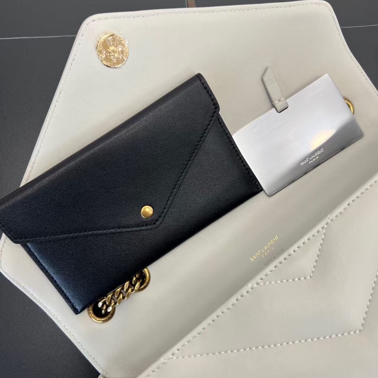 Saint Laurent LouLou Medium Quilted Lambskin Handbag in White