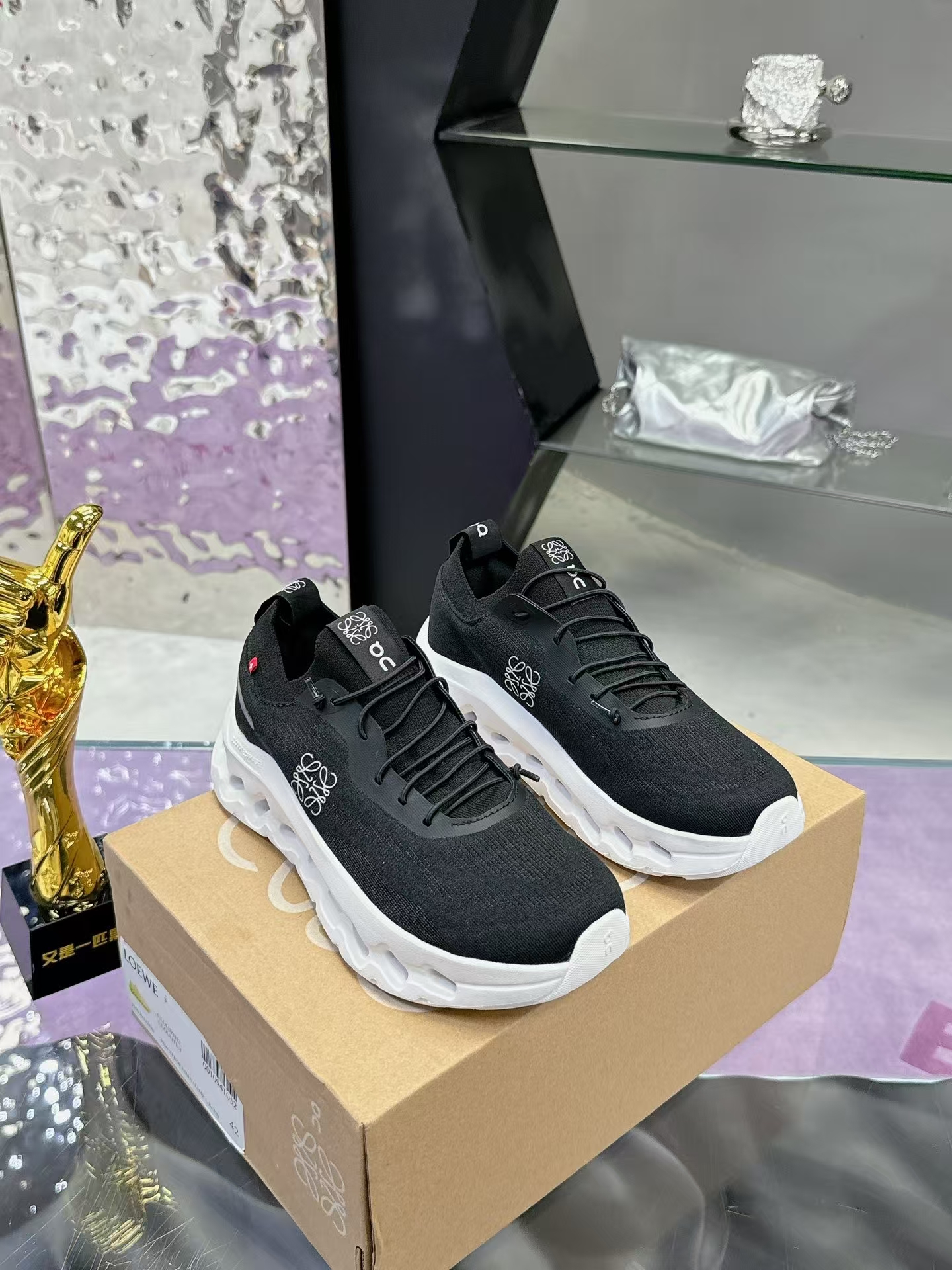 LOEWE On CloudTilt Sneakers in White & Black | Comfort Runner