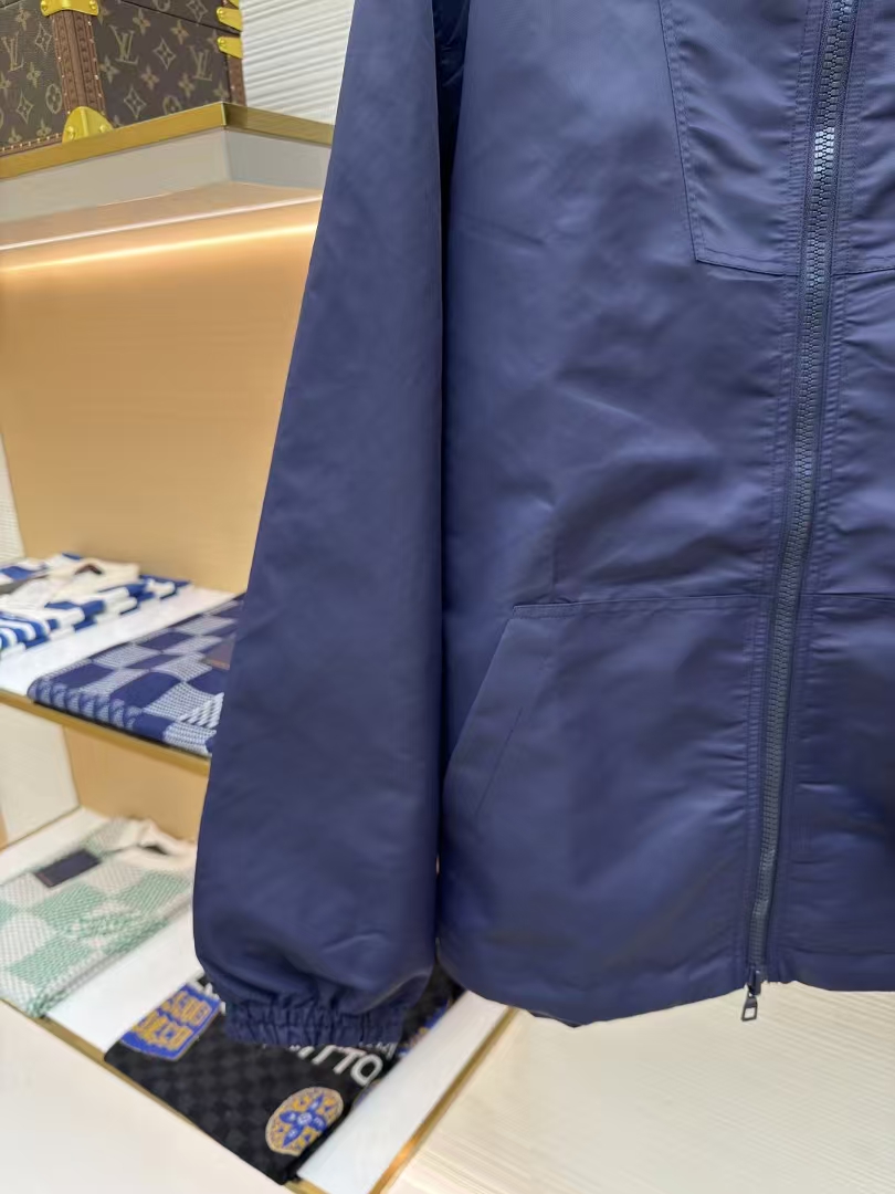 LOUIS VUITTON Reversible Monogram Windbreaker with Detachable Pin in Deep Blue