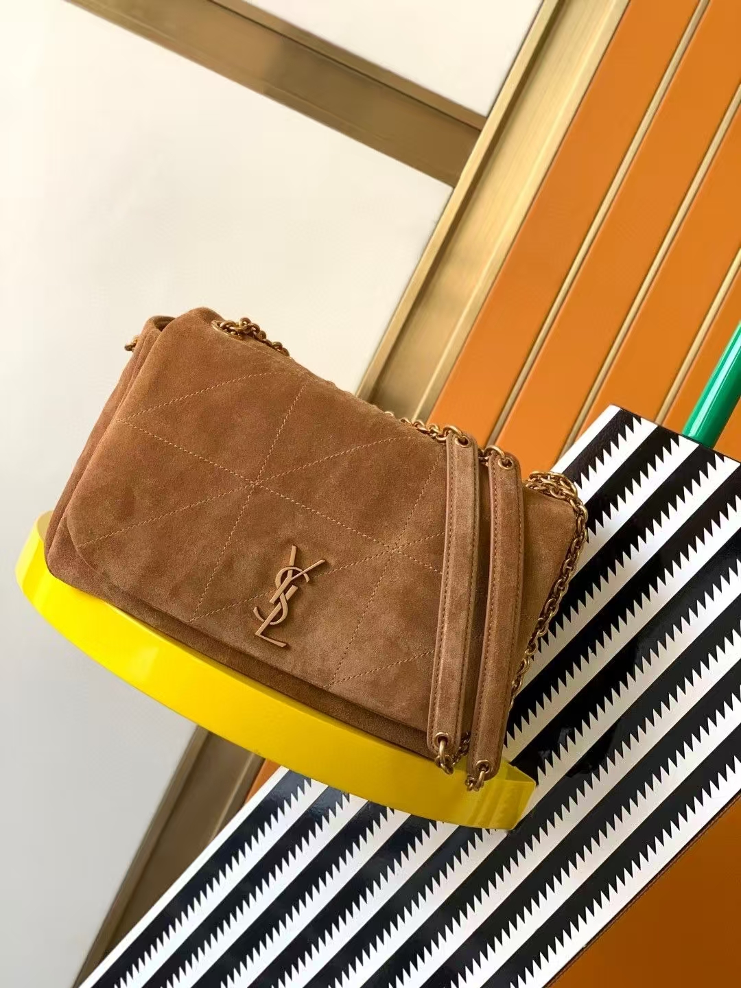 Saint Laurent Jamie 4.3 Medium Suede Handbag in Golden Leaf