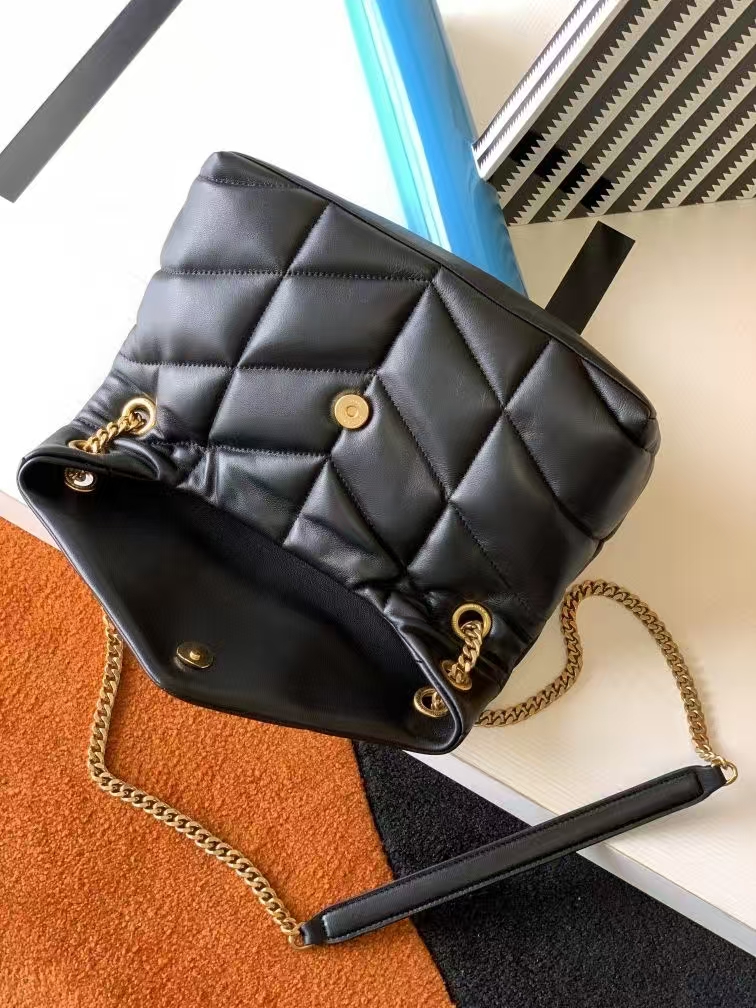 Saint Laurent Puffer Small Sheepskin Handbag in Black