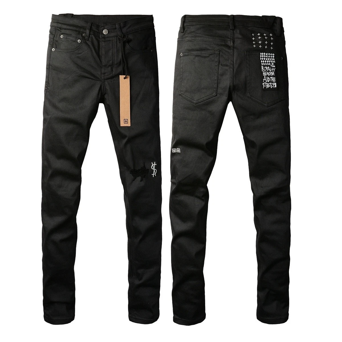 NEW KSUBI 3020Men's Black Letter Printing Ripped Pants High Street Fashion Jeans