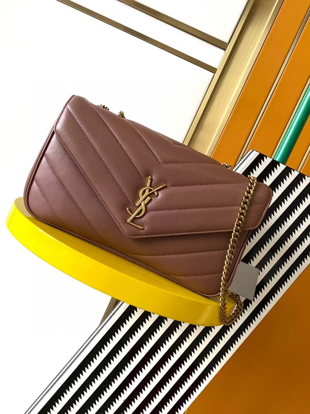 Saint Laurent LouLou Medium Quilted Lambskin Handbag in Hydrangea